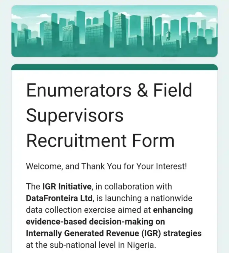 IGR Initiative Opens Recruitment for Enumerators, Field Supervisors