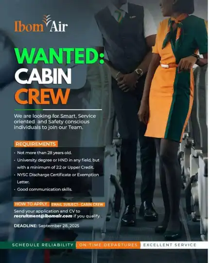 Ibom Air Announces Cabin Crew Recruitment 2025
